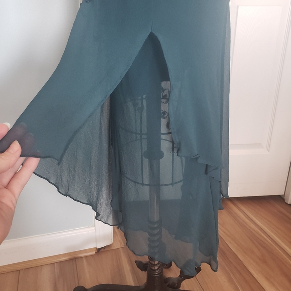 Cache Silk Teal Beaded 1920s Style Evening Dress, 4 - Picture 16 of 16